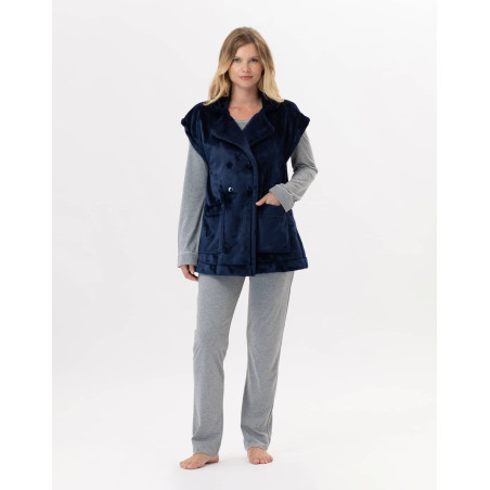 Plush flannel jacket ESSENTIEL 876 Navy Blue | Lingerie le Chat