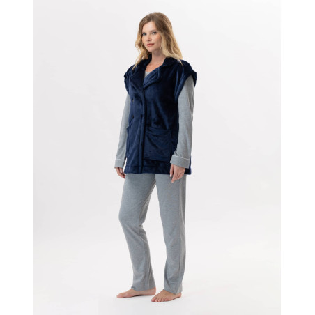 Plush flannel jacket ESSENTIEL 876 Navy Blue | Lingerie le Chat