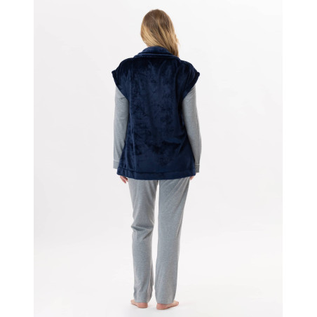 Plush flannel jacket ESSENTIEL 876 Navy Blue | Lingerie le Chat