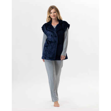 Plush flannel jacket ESSENTIEL 876 Navy Blue | Lingerie le Chat