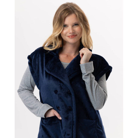 Plush flannel jacket ESSENTIEL 876 Navy Blue | Lingerie le Chat