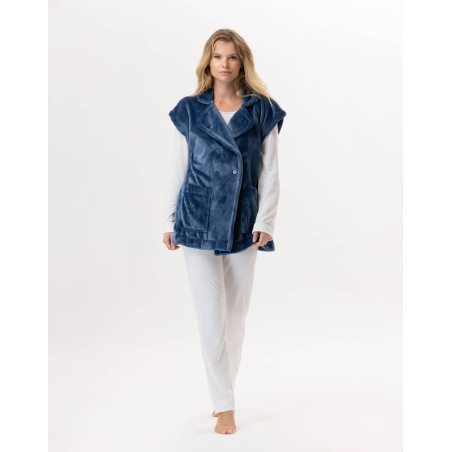 Plush flannel jacket ESSENTIEL 876 Prussian Blue | Lingerie le Chat