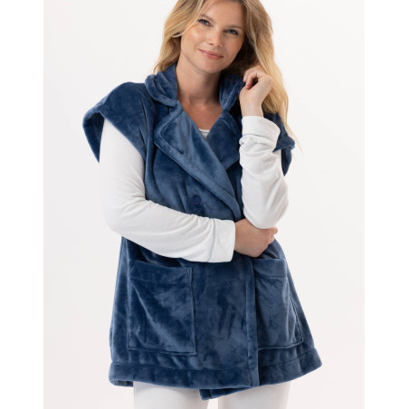 Plush flannel jacket ESSENTIEL 876 Prussian Blue | Lingerie le Chat