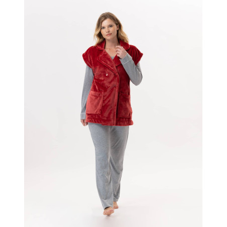 Plush flannel jacket ESSENTIEL 873 Tomette | Lingerie le Chat