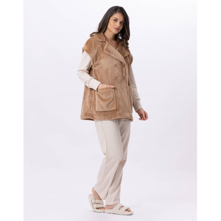 Veste en peluche flanelle ESSENTIEL 876 Doré | Lingerie le Chat