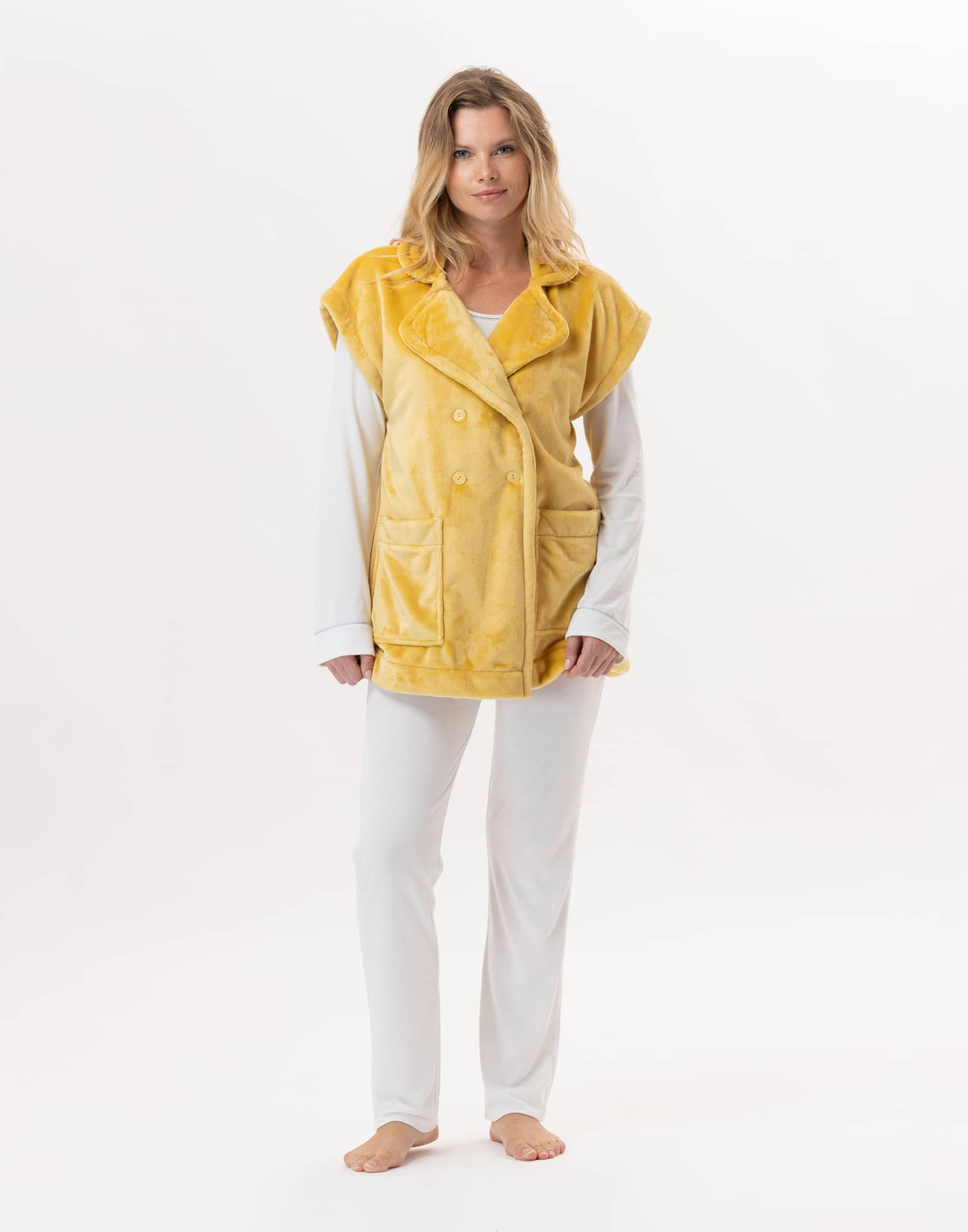 Plush flannel jacket ESSENTIEL 876  Yellow| Lingerie le Chat