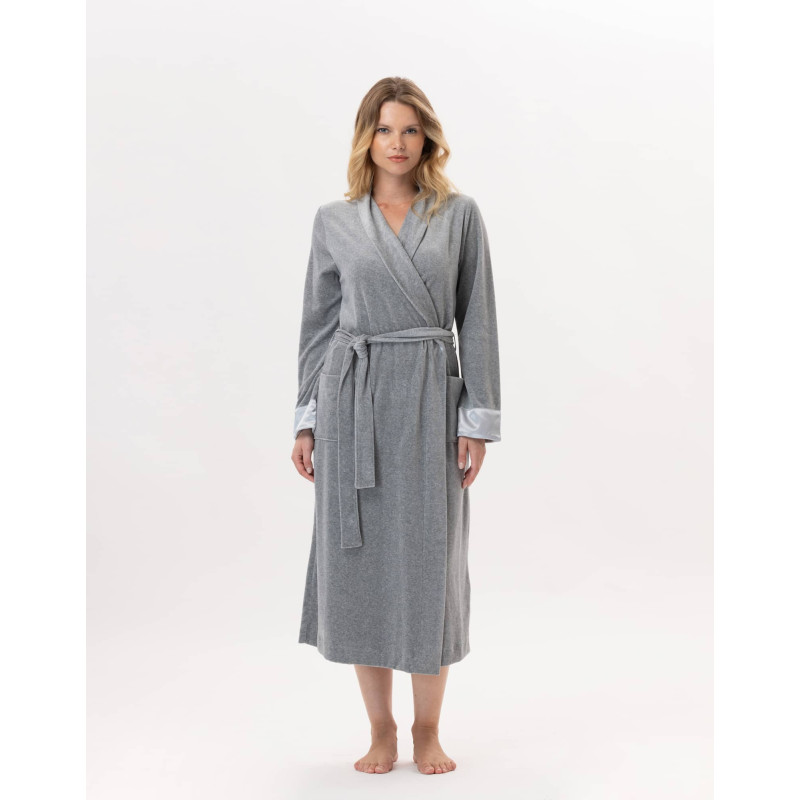 Velvet bathrobe ESSENTIEL 867 Grey