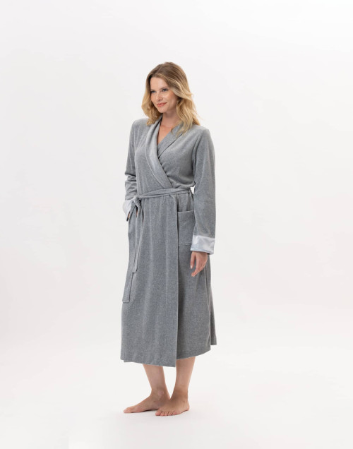 Velvet bathrobe ESSENTIEL 867 Grey