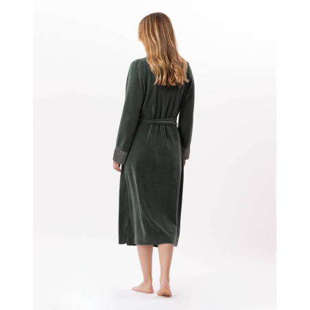 Velvet bathrobe ESSENTIEL 867 Moss Green | Lingerie le Chat