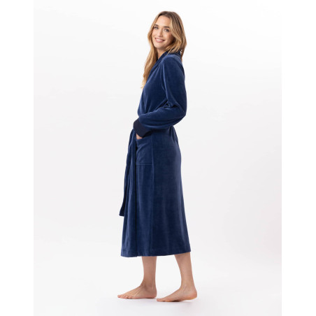 Velvet bathrobe ESSENTIEL 867 Prussian Blue | Lingerie le Chat