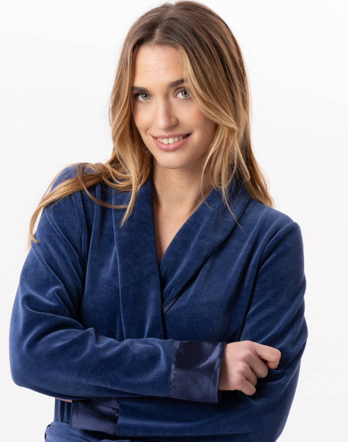 Velvet bathrobe ESSENTIEL 867 Prussian Blue