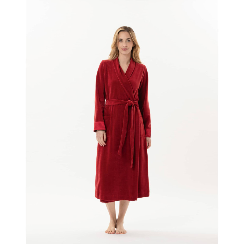 Velvet bathrobe ESSENTIEL 867 Tomette | Lingerie le Chat