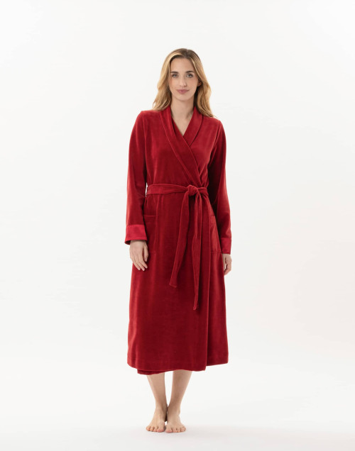 Velvet bathrobe ESSENTIEL 867 Tomette | Lingerie le Chat