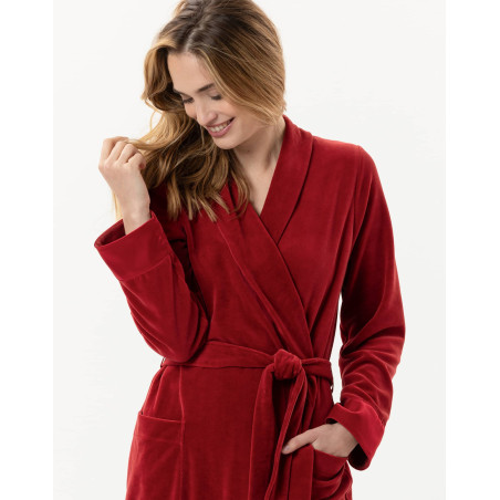 Velvet bathrobe ESSENTIEL 867 Tomette | Lingerie le Chat