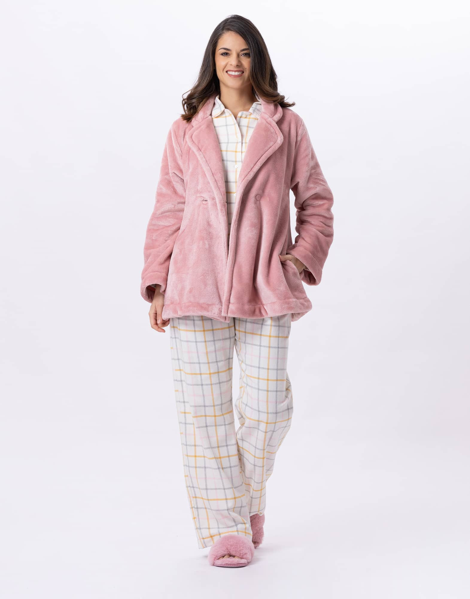 Plush flannel jacket ESSENTIEL H77A blush| Lingerie le Chat