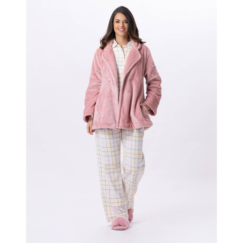 Veste en peluche flanelle ESSENTIEL H77A blush| Lingerie le Chat