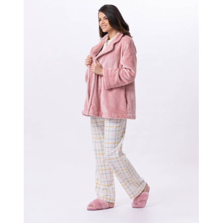 Plush flannel jacket ESSENTIEL H77A blush| Lingerie le Chat