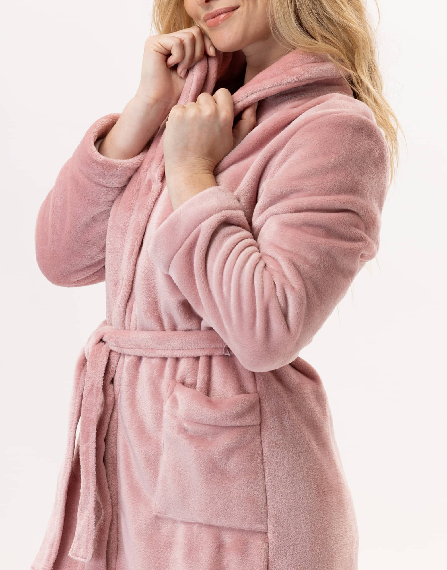 Plush flannel bathrobe ESSENTIEL H51B blush