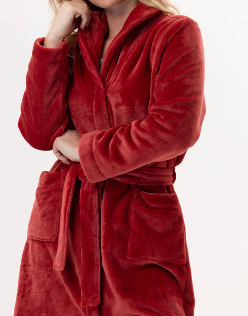 copy of Plush flannel bathrobe ESSENTIEL H51B terracotta