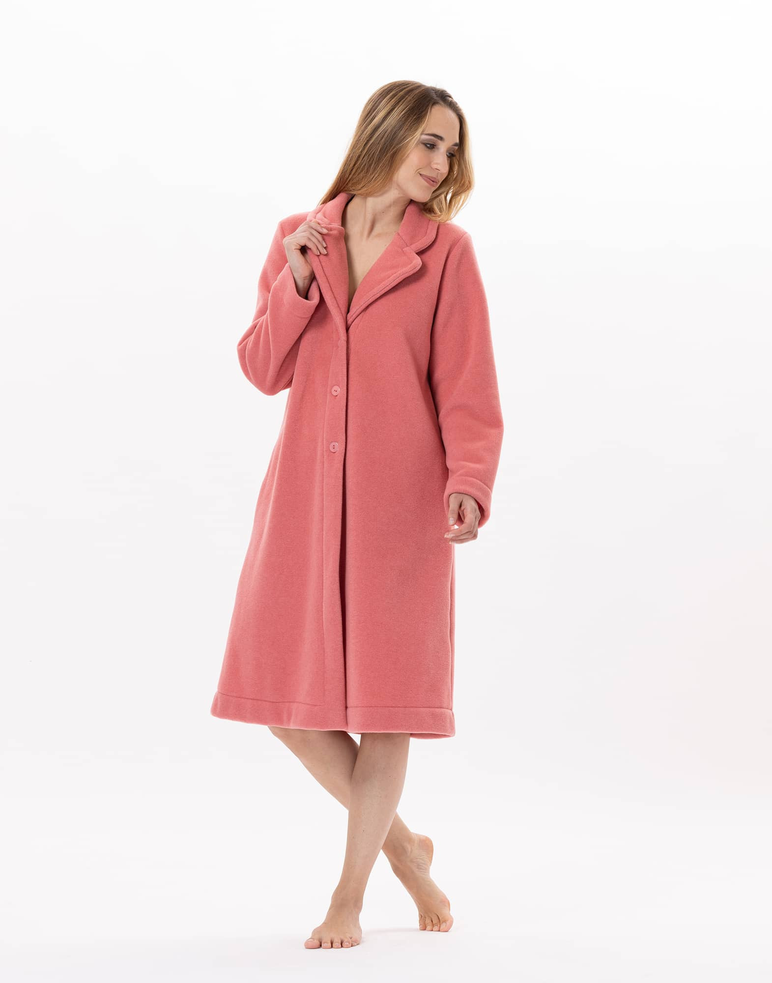 Fleece dressing gown ESSENTIEL H52B Red