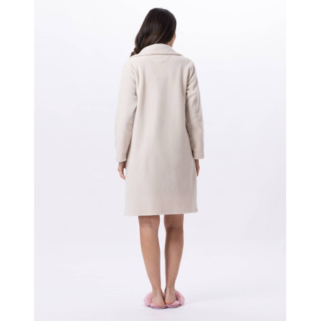 Fleece dressing gown with zip ESSENTIEL H54A Beige | Lingerie le Chat