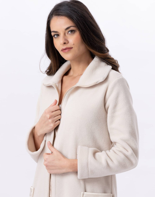 Fleece dressing gown with zip ESSENTIEL H54A Beige