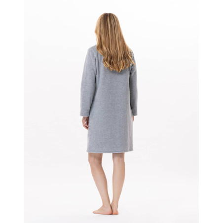 Fleece dressing gown with zip ESSENTIEL H54A Grey | Lingerie le Chat