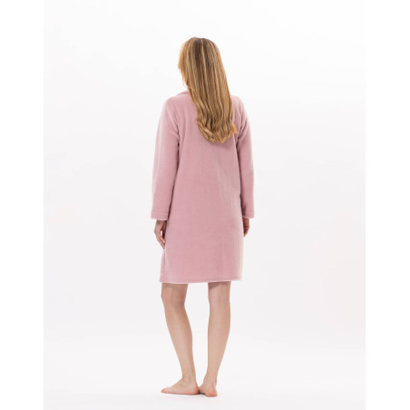 Fleece dressing gown with zip ESSENTIEL H54A Blush | Lingerie le Chat