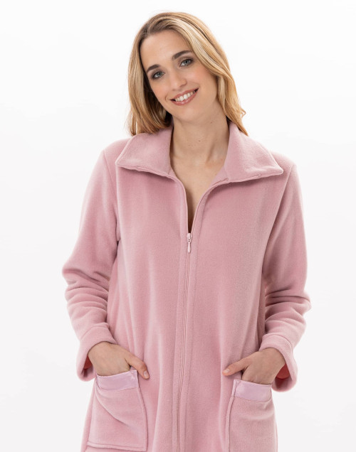 Fleece dressing gown with zip ESSENTIEL H54A Blush