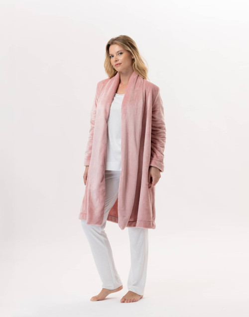 Plush flannel dressing gown ESSENTIEL 855 Blush