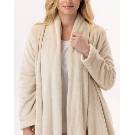 Plush flannel dressing gown ESSENTIEL 855 Shell | Lingerie le Chat