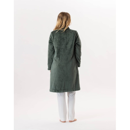 Plush flannel dressing gown ESSENTIEL 855 Moss Green