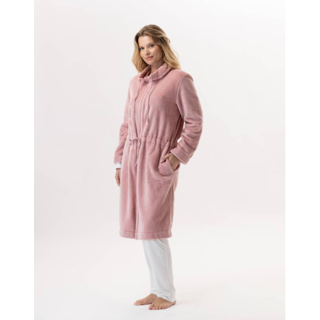 Plush flannel zip jacket ESSENTIEL 853 Blush | Lingerie le Chat