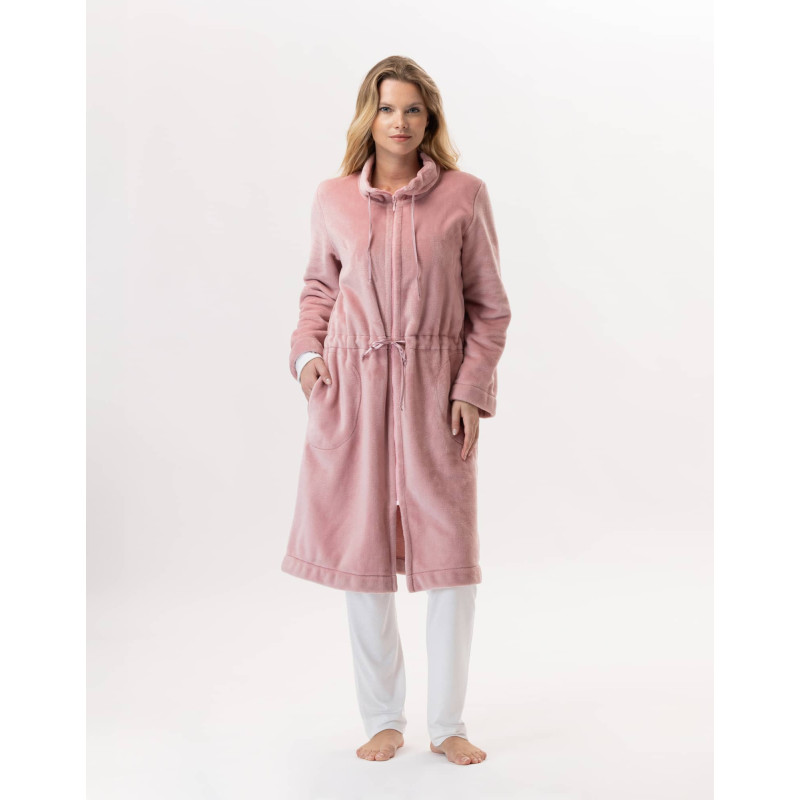 Veste zippée en peluche flanelle ESSENTIEL 853 Blush | Lingerie le Chat