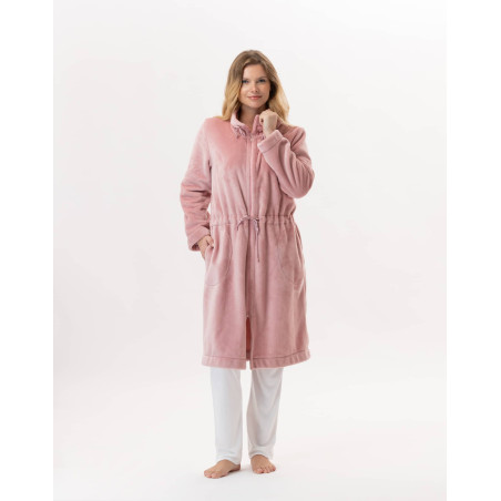 Plush flannel zip jacket ESSENTIEL 853 Blush | Lingerie le Chat