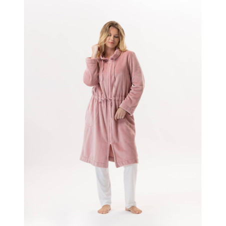 Plush flannel zip jacket ESSENTIEL 853 Blush | Lingerie le Chat