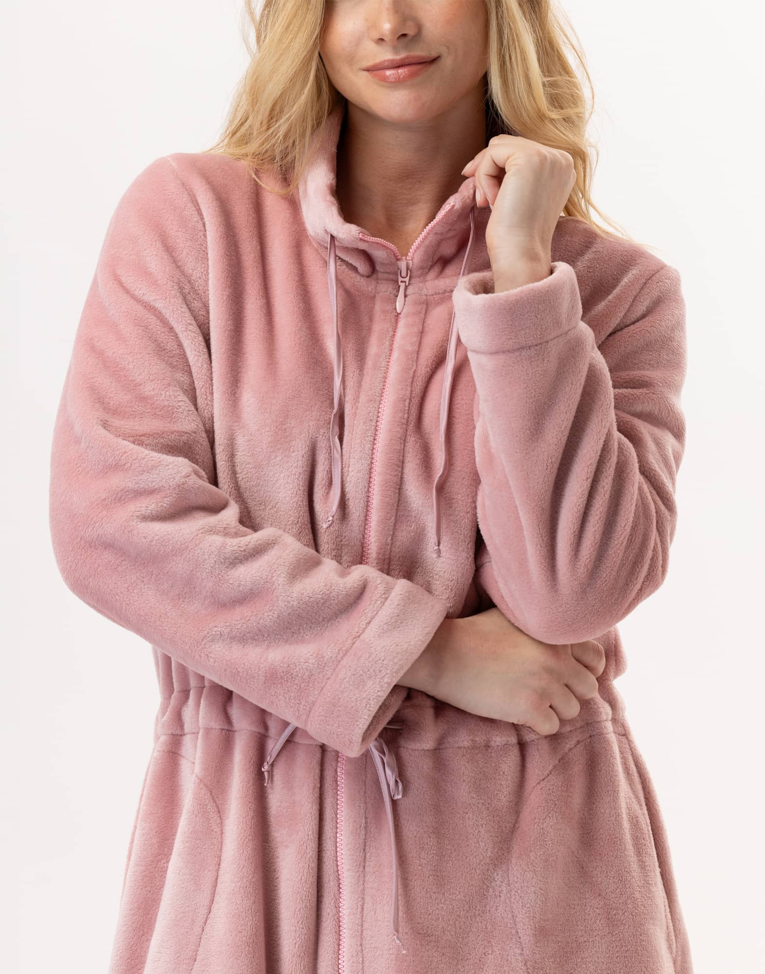 Plush flannel zip jacket ESSENTIEL 853 Blush | Lingerie le Chat