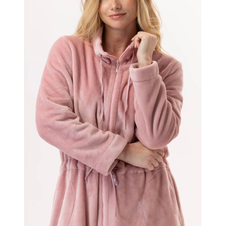 Plush flannel zip jacket ESSENTIEL 853 Blush | Lingerie le Chat