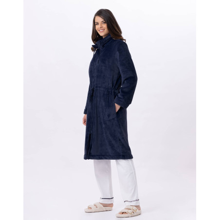 Veste zippée en peluche flanelle ESSENTIEL 853 Marine | Lingerie le Chat