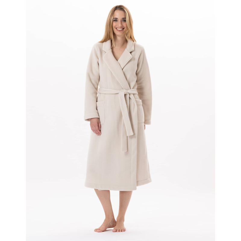 Fleece bathrobe ESSENTIEL 865 Beige | Lingerie le Chat