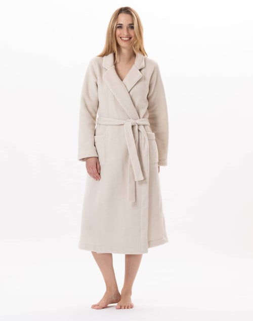 Fleece bathrobe ESSENTIEL 865 Beige | Lingerie le Chat