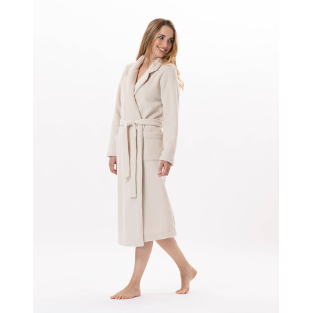 Fleece bathrobe ESSENTIEL 865 Beige | Lingerie le Chat