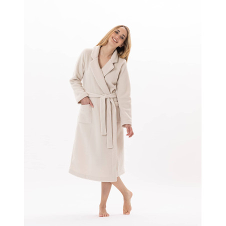 Fleece bathrobe ESSENTIEL 865 Beige | Lingerie le Chat