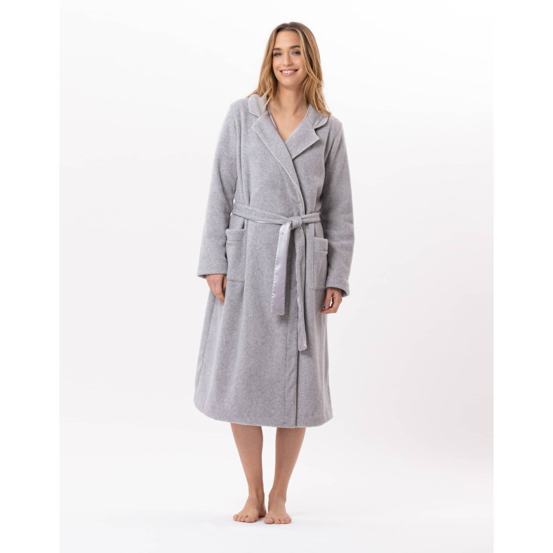 Fleece bathrobe ESSENTIEL 865 Grey | Lingerie le Chat