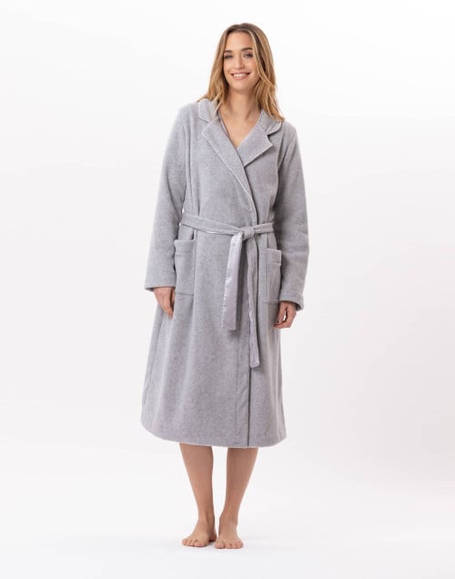 Fleece bathrobe ESSENTIEL 865 Grey | Lingerie le Chat