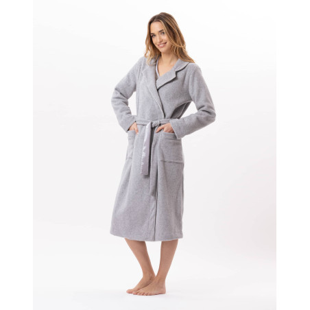 Fleece bathrobe ESSENTIEL 865 Grey | Lingerie le Chat