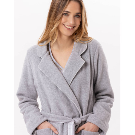 Fleece bathrobe ESSENTIEL 865 Grey | Lingerie le Chat