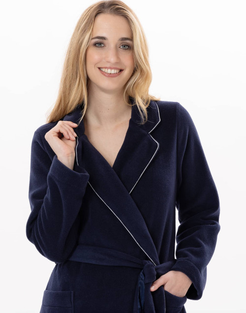 Fleece bathrobe ESSENTIEL 865 Navy Blue