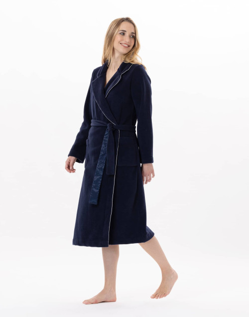 Fleece bathrobe ESSENTIEL 865 Navy Blue