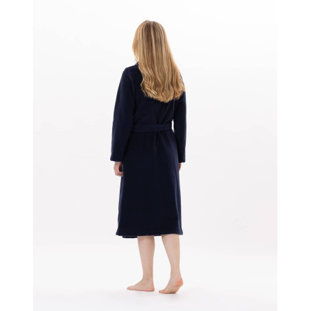 Fleece bathrobe ESSENTIEL 865 Navy Blue | Lingerie le Chat